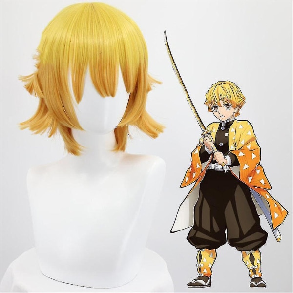 Demon Slayer Agatsuma Zenitsu Kostym Set Anime L Only Wig