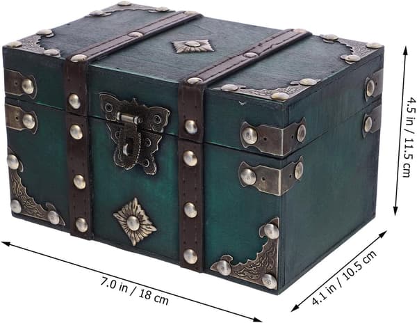 Vintage pynteboks Liten treboks 7.5x5x3 tommer Tre med låsdesign Solid trestruktur Klassisk retro