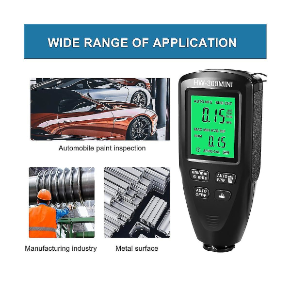 Hw300mini Digital Tykkelsesmåler Tester Auto Bilmaling Måleinstrument Malingslag Måling