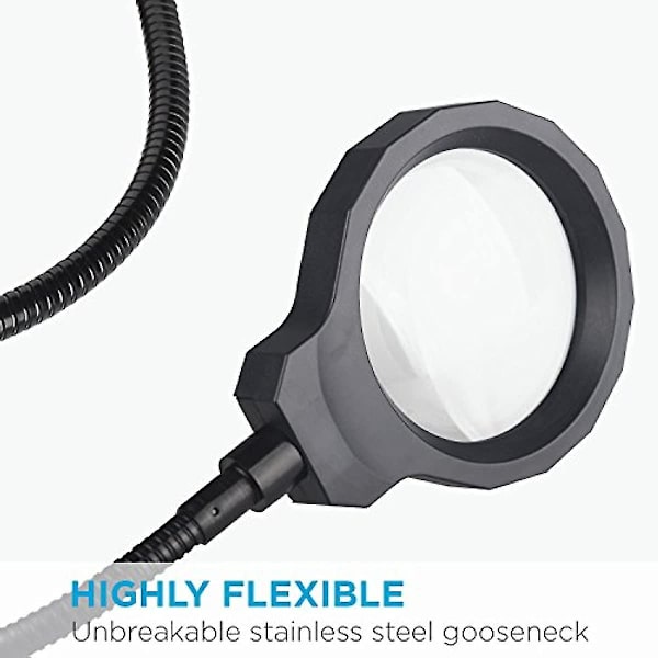Förstoringsglas LED 3x Förstoringslampa USB-driven Klämma Optiskt Glas Förstoringsglaslins