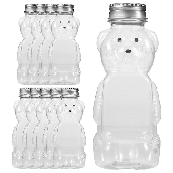 10 st Klar Björnfarmad Saftflaska Plast Björnhonungsflaska Tom Liten Björnsaftflaskor