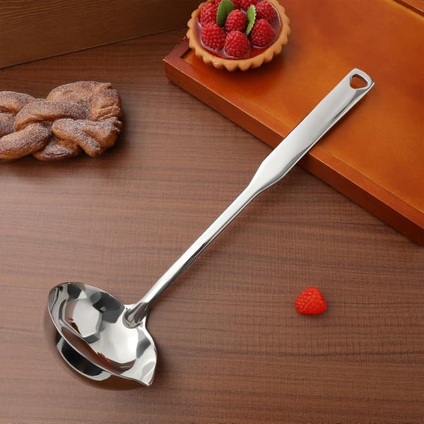 Suppeøse Sausøse Rustfritt Stål Polert Finish Hengehull Elegant Design Sølvfarge