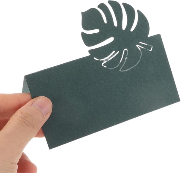 50 stk. setekort, blattformede bordnavnetelt, 3D-papir, elegant, bærbart