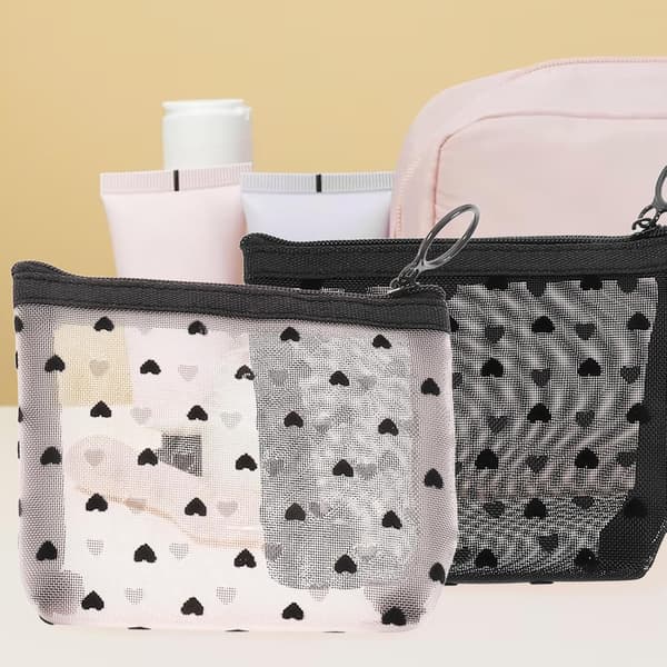 2 stk. rejse-makeup-tasker til kvinder, små bærbare toilettasker med lynlås
