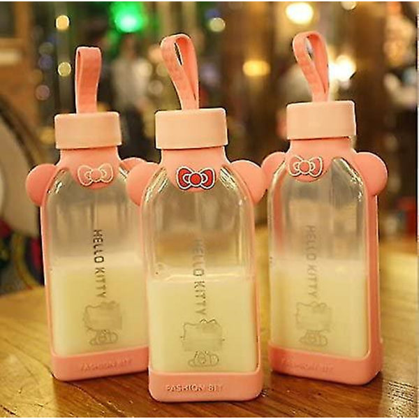 Lasipullo Kotelolla Vedenpullo Lapsille Vaaleanpunainen