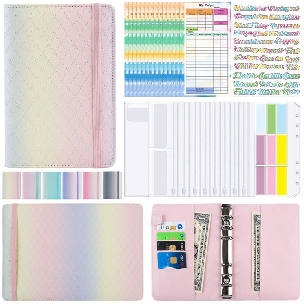 A6 PU Læder Planner Budget Binder Notesbog Kontant Kuvert System Sæt C