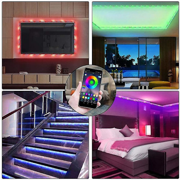 LED-Stripslys 20m Bluetooth Vandtæt Farveskiftende