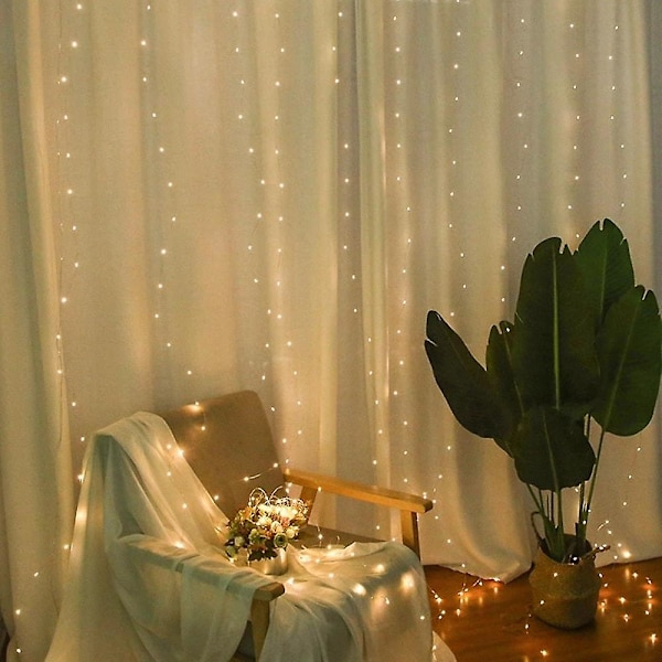 Solcelled LED-lysstreng for utendørs, feelysslynge 3x3m