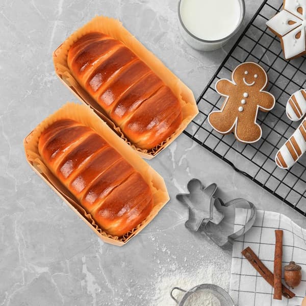 6 stk. rektangulær brødform i poppel, non-stick brødform uten bunn, jevn varmefordeling, ovnsbaking