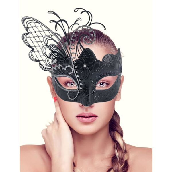 Fjärilsformad Metallmask med Strass för Kvinnor - Maskerad/Mardi Gras Fest/Sexig