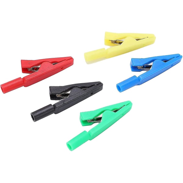 Alligator Klemme 2mm Haleplugg Krokodilleklips Med Nålplugg Isolerte Klips Sikkerhetstestklips For Multimeter Klemmemålere Testtilbehør (mul