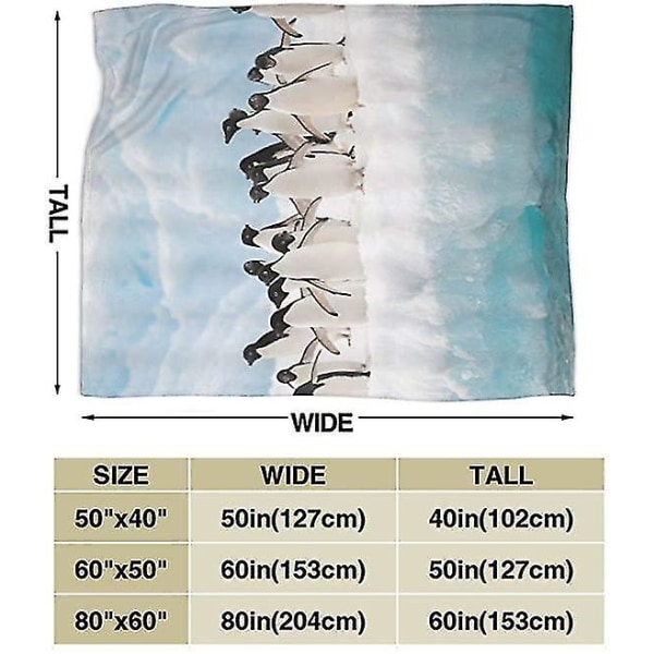 Pehmeä Fleecepäiväpeitto, söpöt pingviinit eläimet Antarktiksen maisemassa