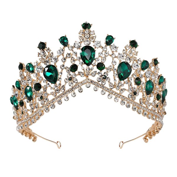 Smaragd Bryllups Tiara Til Kvinder, Brudes Krone Prinsesse Tiara Hårbånd