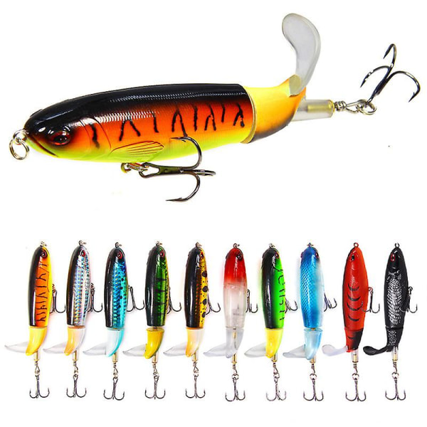 10pcs Spiral Tractor Lures Floating Water Crashing Water Wave Crawling Simulation Lure Set