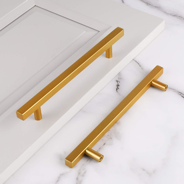 15 stk. Rustfrit Stål Skuffegreb, 108mm Hulcenter Guld Skabskab Greb Kvadrat