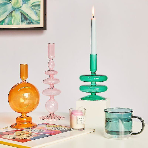Floriddle Lysestaker i Glass for Hjemmet, Bryllup og Romdekor