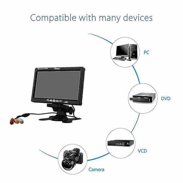 12V-24V 7\" TFT LCD Farve HD Skærm til Bil CCTV