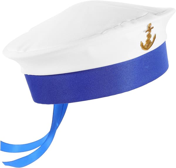 Båt Sjømann Cosplay Hatt rund Hvit Polyester Hatt med Sjarmerende Elegant Stil Solid Konstruksjon Utmerket