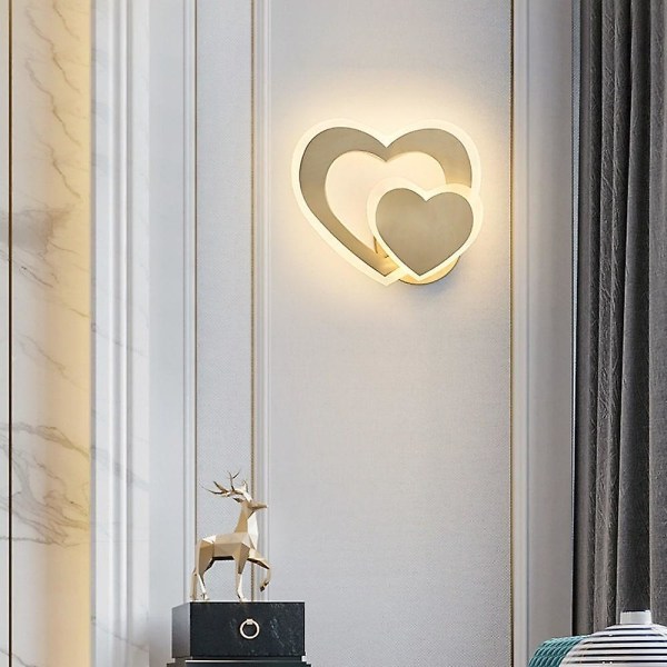 LED-seinävalaisin sängynpäätyyn, pohjoismainen kulta sydän makuuhuone kupari
