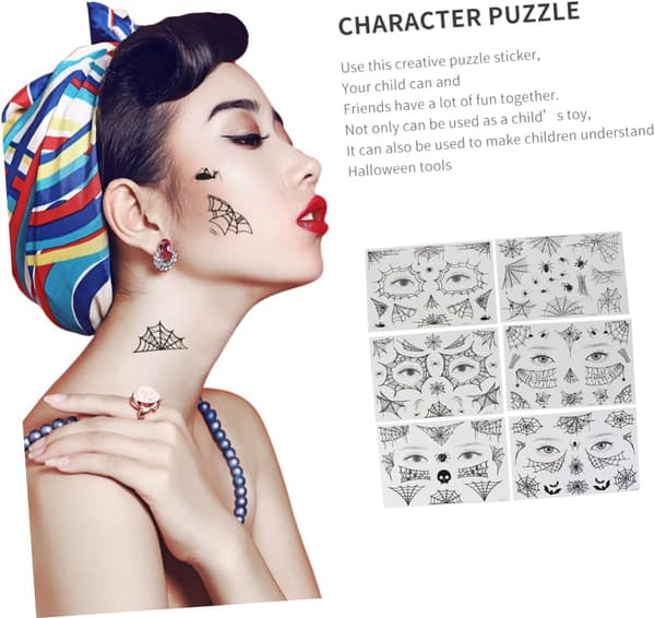 36 ark Halloween Net Web Spider Face Sticker Kit Midlertidige Tatoveringer Edderkopper Halloween Ansiktsklistremerke