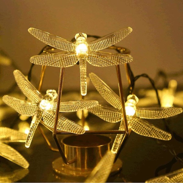 50 LED Solcelled Fe-Lys Utendørs Dragonfly Fe-Lys Utendørs Varmt Hvit Lys Opp Solcelled Dragonfly