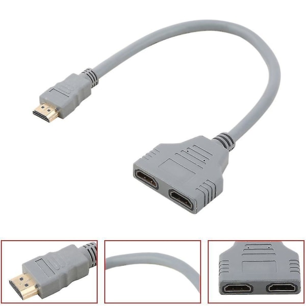 HDMI 1 til 2 split dobbelt signaladapterkabel til HDTV