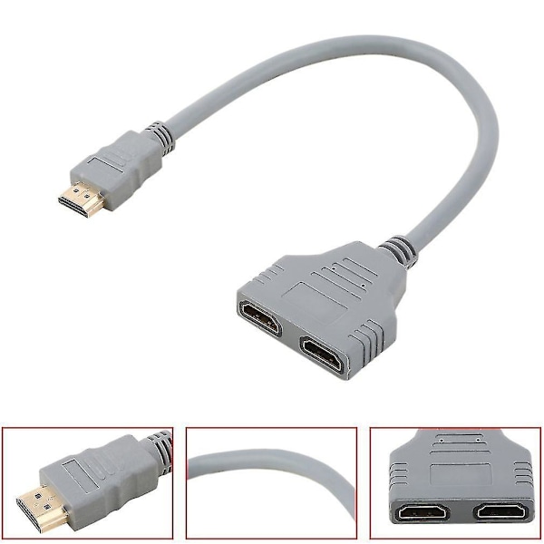 HDMI 1 til 2 Splitter Dobbel Signal Adapterkabel for HDTV