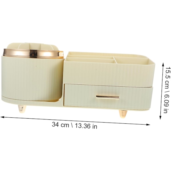 Makeup Organizer Skrivebordsopbevaringsstativ Roterende 360° Kosmetik Organizer Hvid Børsteholder