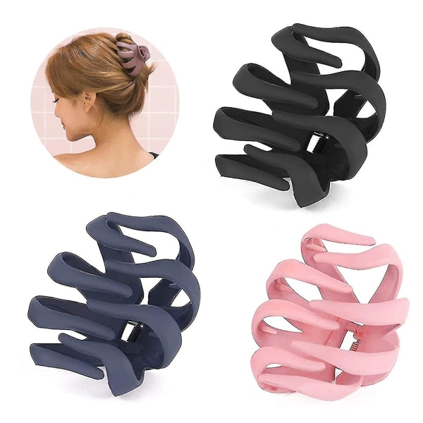 3 Stk Store Blæksprutte Hårklemme, Klassisk Stærk Hold Spider Claw Hårklips