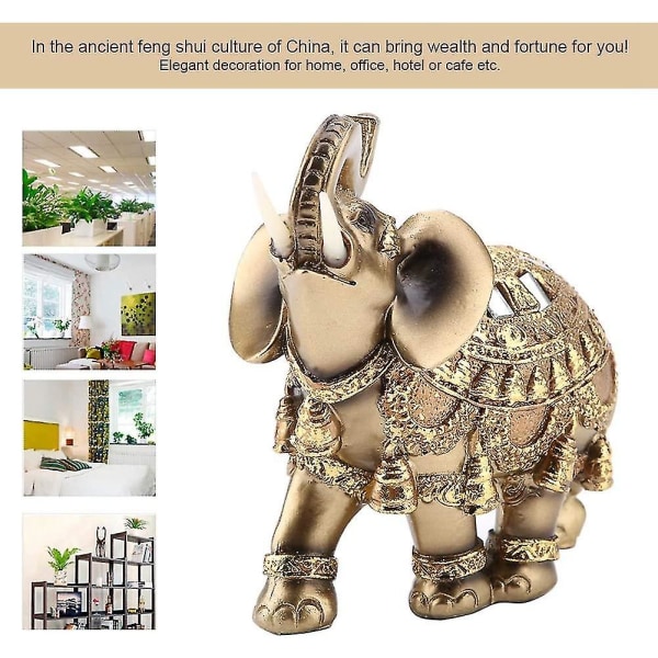 Elefantstatue, Feng Shui Golden Elephant Ornament Lucky Wealth Figurine