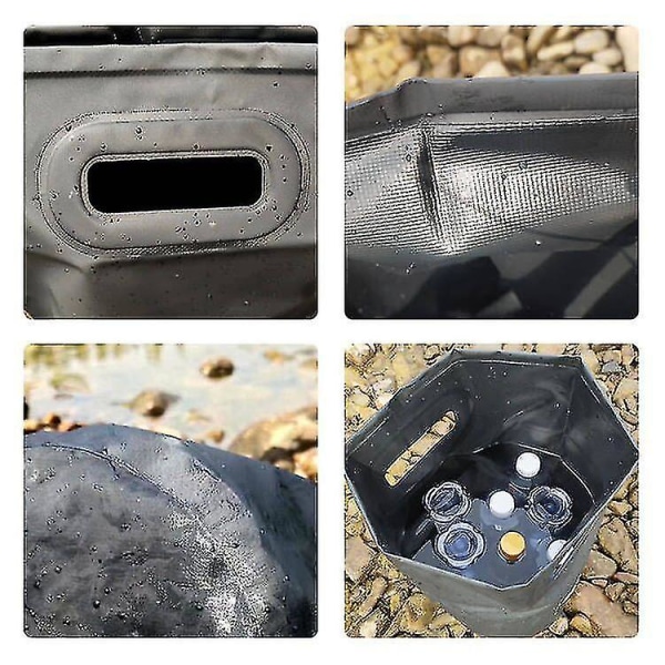 Udendørs Foldbar Spand, Bærbar Camping Picnic Bilvask Spand, 1 stk. Sort 15L