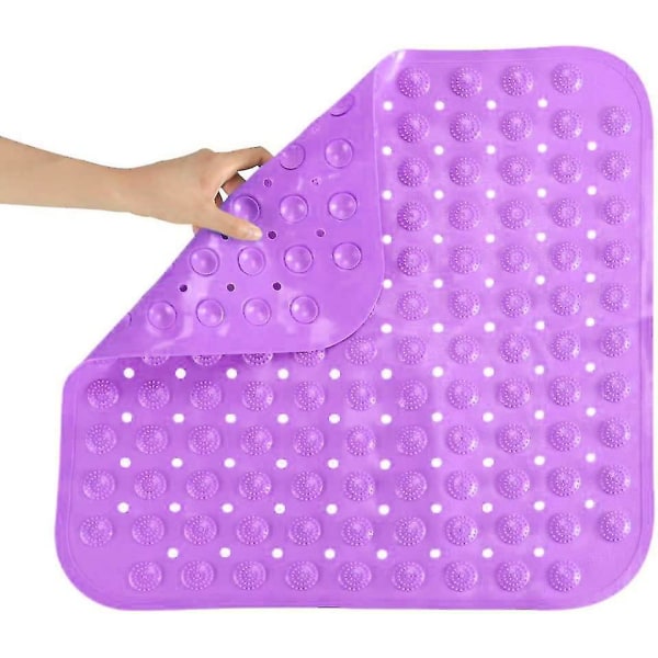 Firkantet Anti-skimmel PVC Bademåtte Fodmassage 48x48cm Lilla