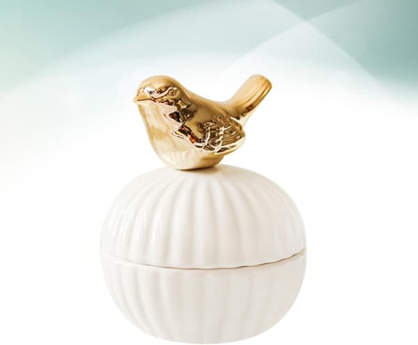 Gull keramisk smykkebeholder Bærbar liten elegant fuglestil smykker