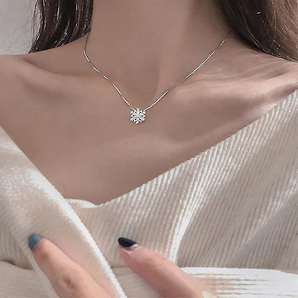 Halsband med kristall-snöflinga för kvinnor, kubisk zirkon, smycke, present