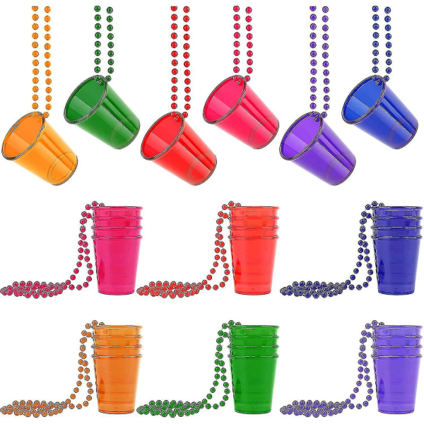24-pak shot glas halskæde på perler, plast fødselsdag shot glas multicolor)
