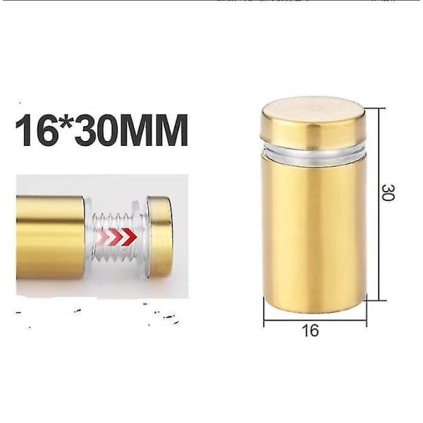 Stålstandoffskruer for veggmontering av skilt, reklame, feste (farge: gull) (12 stk)