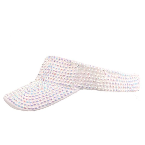 Glimtende Rhinestones Simpel Sport Solskærm Justerbar Kasket (hvid)