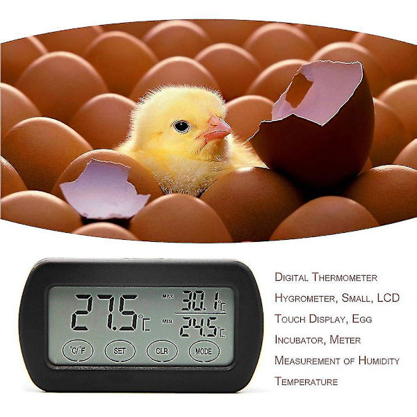 LCD-skjerm Egginkubator Termometer Hygrometer Måler