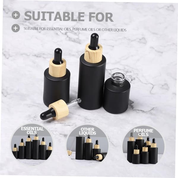 6st 50ml Frostat Glas Droppflaskor Svarta Påfyllningsbara Ögondroppsbehållare