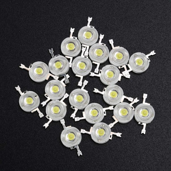 20 stk Høj Effekt 2 Pins 3W Hvid LED Perle Emittere 170-190lm 6000k (forvirrende)-yuhao