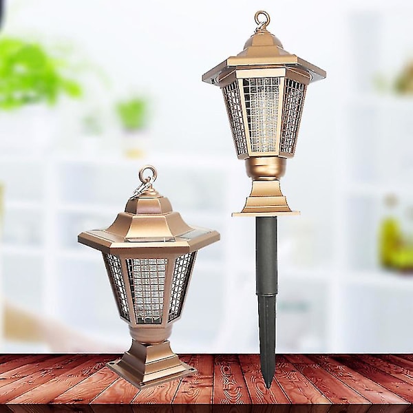 Solcellsdriven Myggfälla UV LED-lampa Utomhus Trädgård Mygg Flugor Skadedjur Insekter Dödarlampa