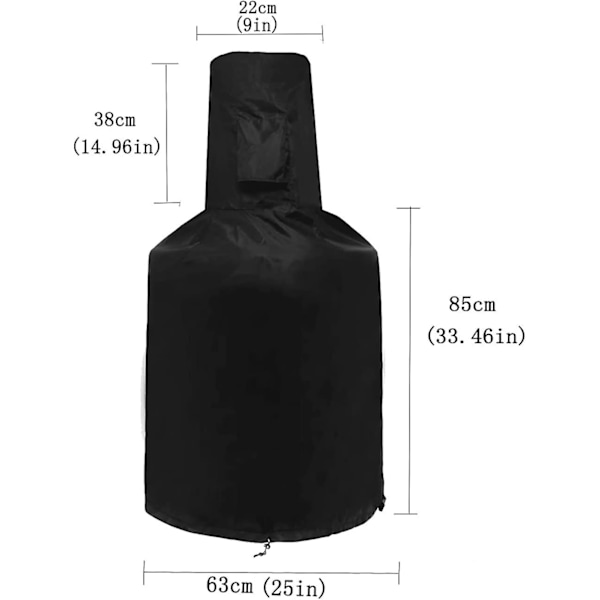 Vedenkestävä Chimenea-suojus Puutarhaan PVC Paranneltu Raskaankaluston Vedenkestävä Savupiipun Suojus Musta (123 X 63 X 22cm)
