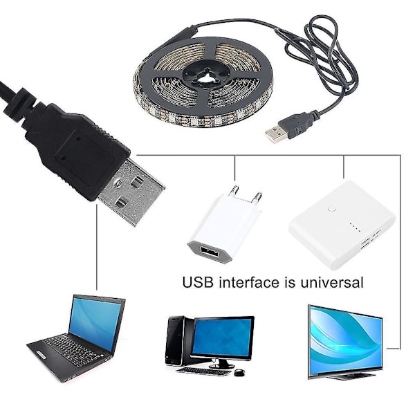 12 RGB 5050 SMD Vandtæt USB LED Sort Stribelys