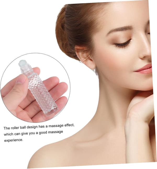 Påfyllningsbara eteriska oljeflaskor i glas med roll-on, bärbara roll-on-behållare 8 st