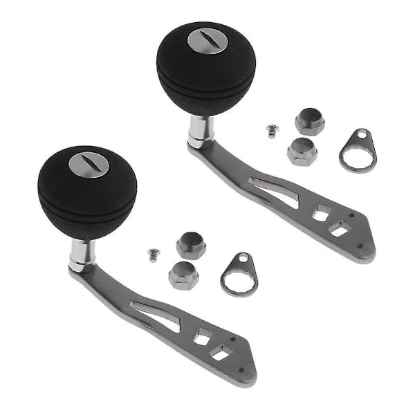 Universalt Fiske Spolhandtag Vänster / Höger För Baitcasting Spolar (svart+silver) (2 st)