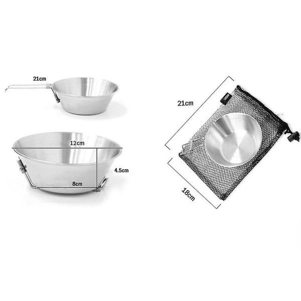 Foldbar Camping Picnic Skål i Rustfrit Stål