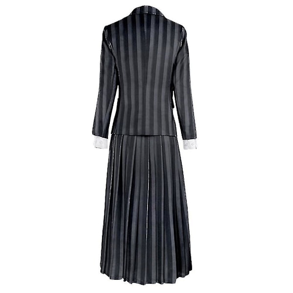 Kvinders Wednesday Addams Deluxe Kostume Sæt Nevermore Uniform Outfit/parykker/dukke One Size with Wig