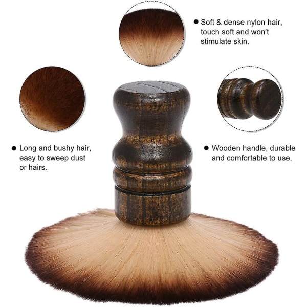 Kaulan ja kasvojen pölyharja puhdistava hiusharja lakaistava hiusharja salonki kotitalouksien hiustenpuhdistusharja superpehmeä nylon puinen kahva