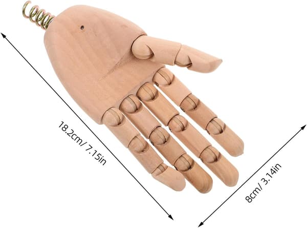 Trähandfigur för teckning, poserbar handmodell, DIY tom dockskapelse, ledad finger