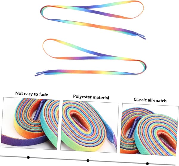 Farverige Gradient Elastiske Snørebånd Flade Regnbue Sko Tilbehør til Sneakers og Lærredssko 120cm